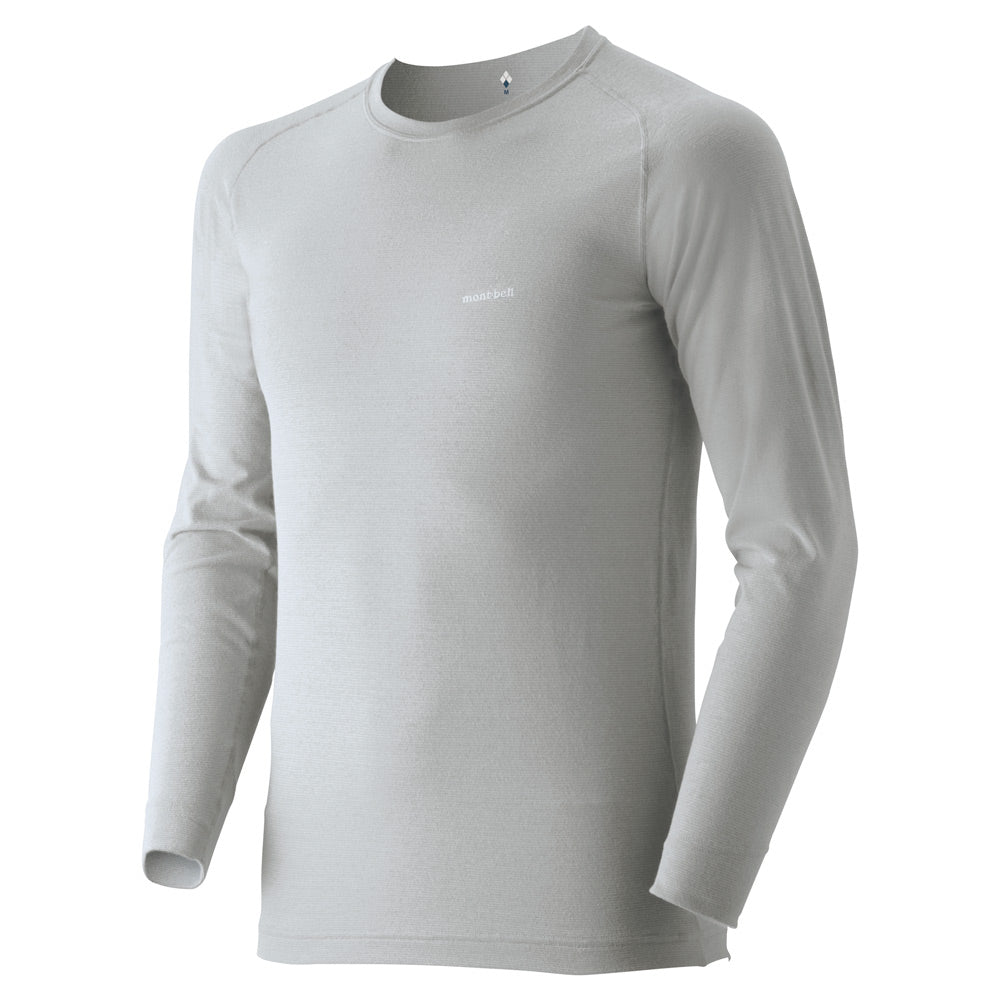 Montbell Base Layer Men's ZEO-LINE Middle Weight Crew Round Neck Long Sleeve in Light Silver