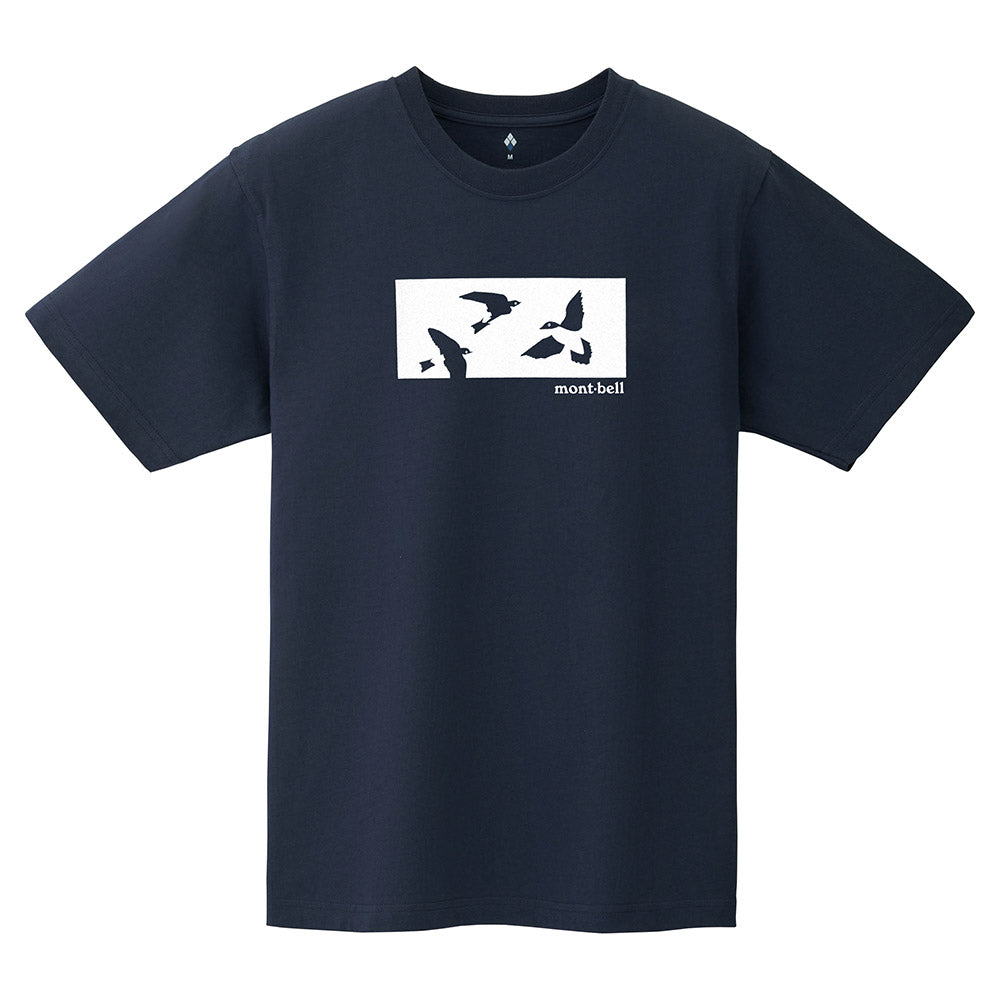 Montbell T-Shirt Unisex Pear Skin Cotton T Asian House Martin - Navy