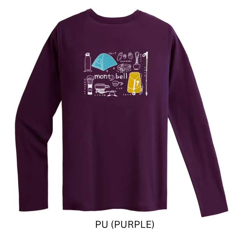 Montbell T-Shirt Women's Wickron Long Sleeve T Mountain Gear - Everyday Hiking Trekking Firstlayer