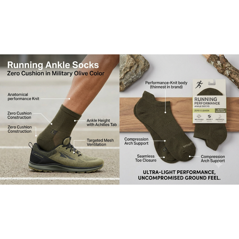Smartwool Unisex Run Zero Cushion Ankle Socks