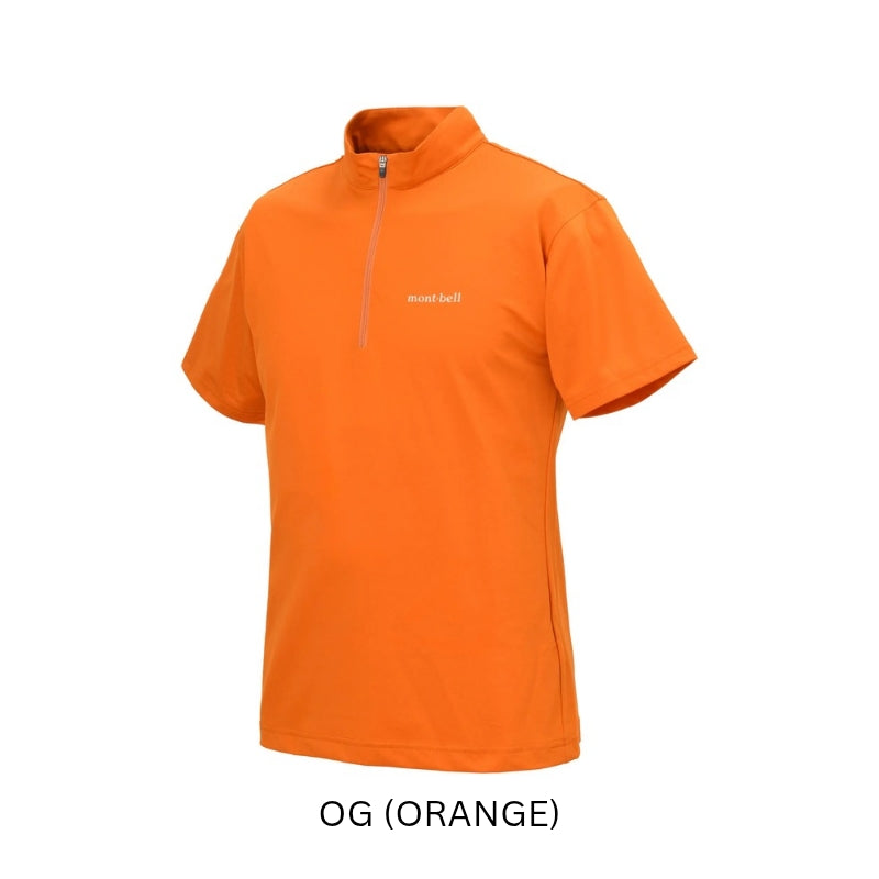 Montbell T-Shirt Men's Wickron UV-TECT Short Sleeve Zip Shirt  UPF 50+