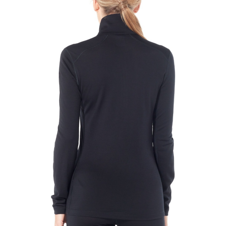 icebreaker Merino Base Layer Women's 200 Oasis Long Sleeve Half-Zip Thermal Top - Black