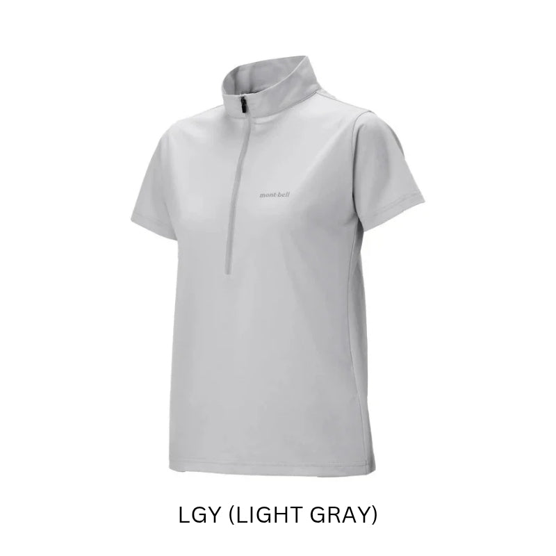 Montbell T-Shirt Women's Wickron UV-TECT Short Sleeve Zip Shirt UPF 50+