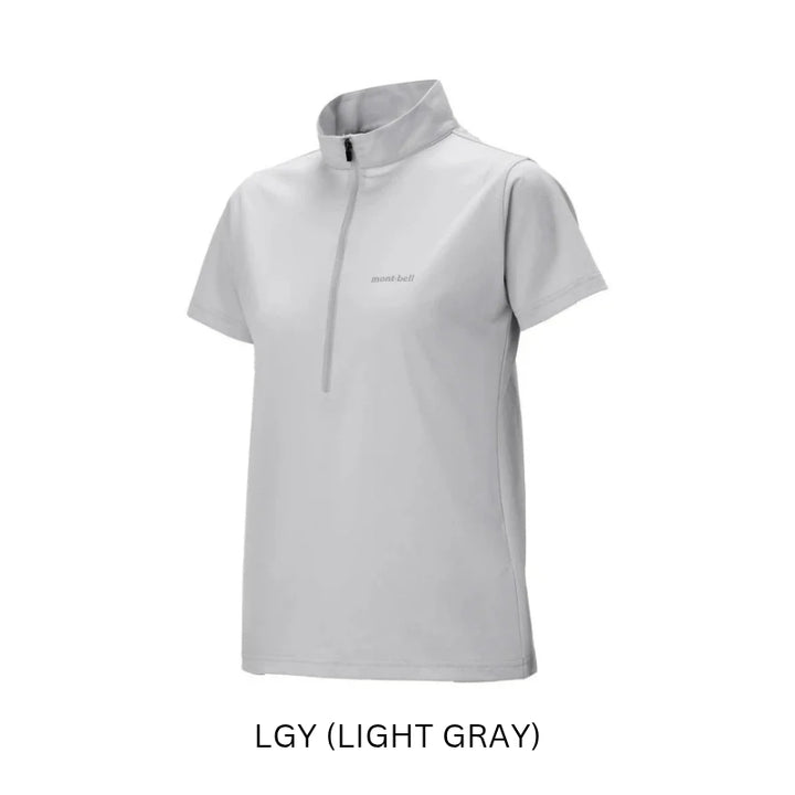 Montbell T-Shirt Women's Wickron UV-TECT Short Sleeve Zip Shirt UPF 50+