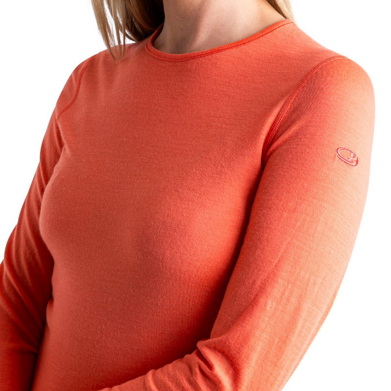 icebreaker Merino Base Layer Women's 200 Oasis Long Sleeve Crewe - Glazen Tang