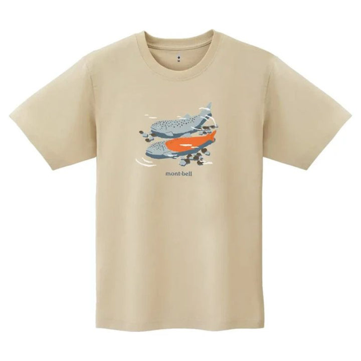 Montbell T-Shirt Unisex Pear Skin Cotton T String Fish - Ivory