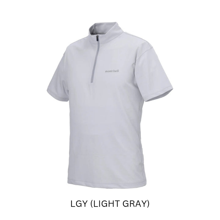 Montbell T-Shirt Men's Wickron UV-TECT Short Sleeve Zip Shirt  UPF 50+