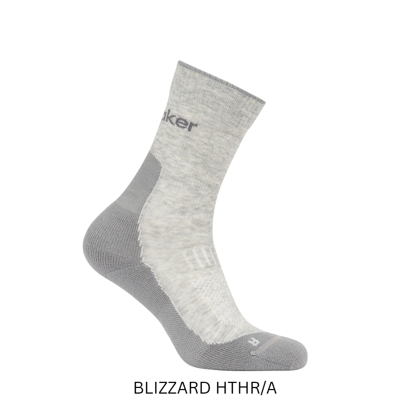 icebreaker Merino Men's Hike+ Light Crew Socks in Blizzard Heather/Alloy
