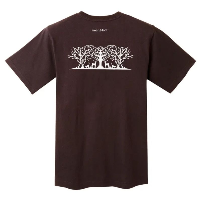 Montbell T-Shirt Unisex Pear Skin Cotton T Forest Gathering - Wine Red