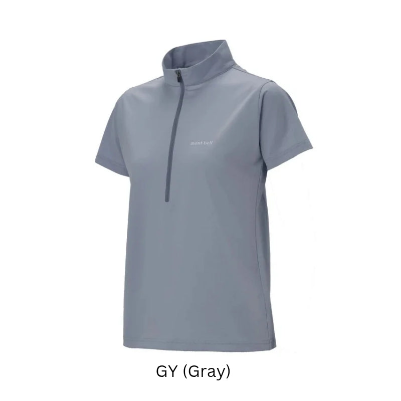 Montbell T-Shirt Women's Wickron UV-TECT Short Sleeve Zip Shirt UPF 50+