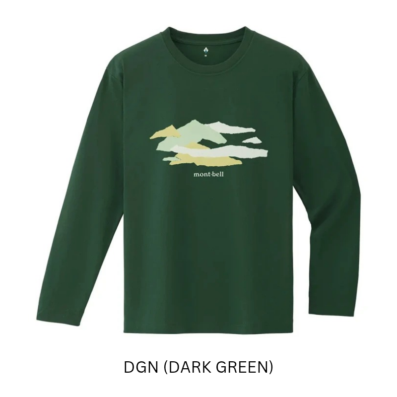 Montbell T-Shirt Unisex Pear Skin Cotton T Long Sleeve Mountains