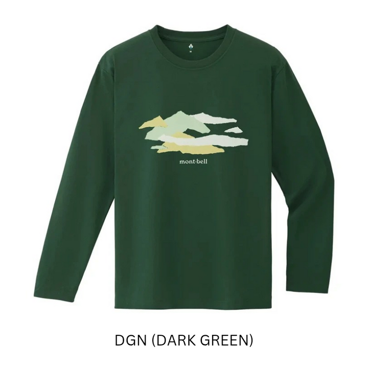 Montbell T-Shirt Unisex Pear Skin Cotton T Long Sleeve Mountains