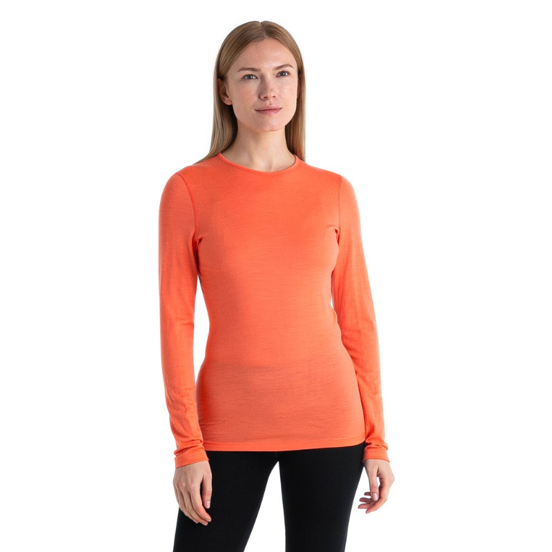 icebreaker Merino Base Layer Women's 200 Oasis Long Sleeve Crewe - Glazen Tang