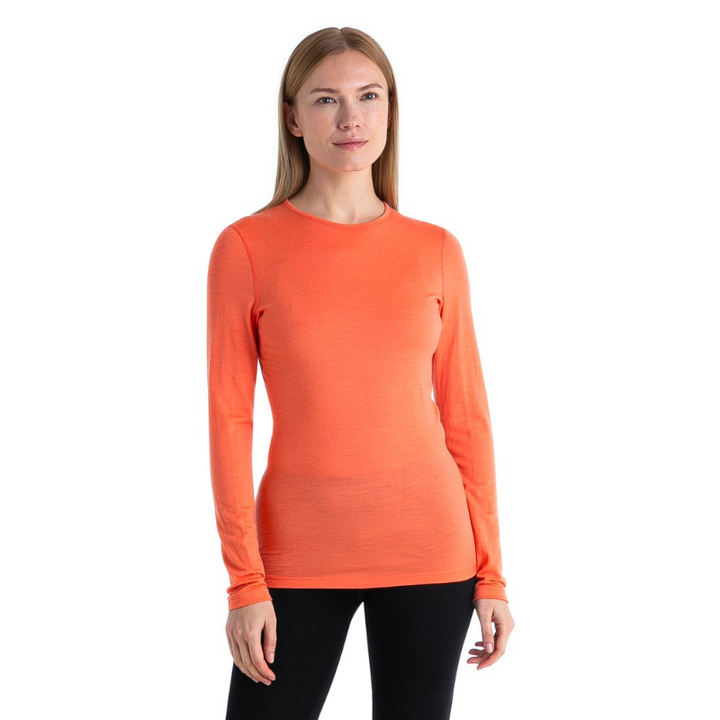 icebreaker Merino Base Layer Women's 200 Oasis Long Sleeve Crewe - Glazen Tang