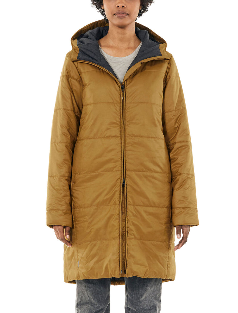 Icebreaker Merino Winter Jacket Women - MerinoLoft™ Collingwood 3/4 Hooded Jacket- Outdoor Travel Water Resistant