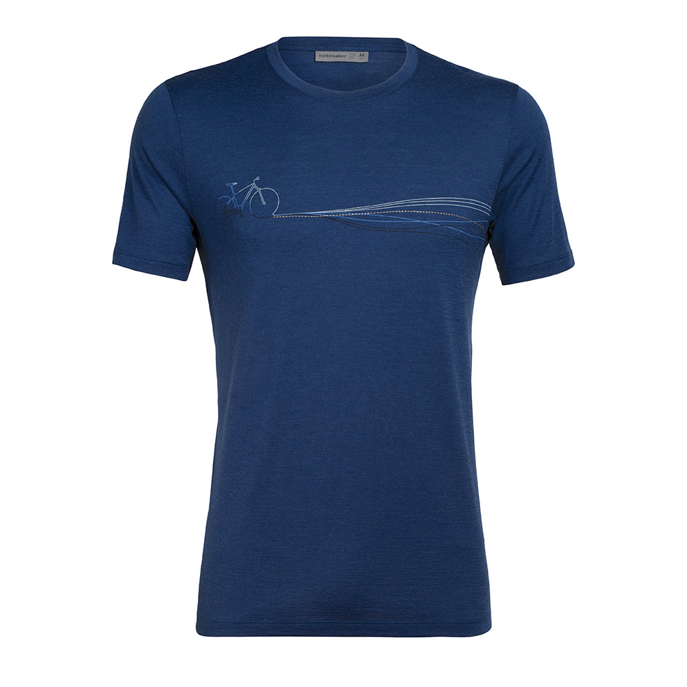 icebreaker Merino Men's 150 Tech Lite Short Sleeve Crewe Cadence Paths T-Shirt - Black XXL