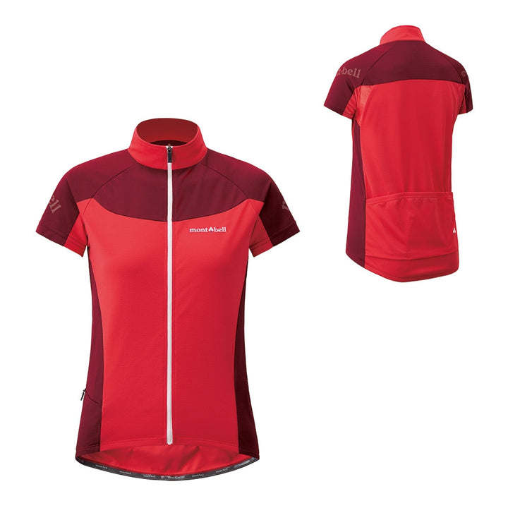 Montbell Women's Cycool Short Sleeve Zip Shirt Garnet / Poppy