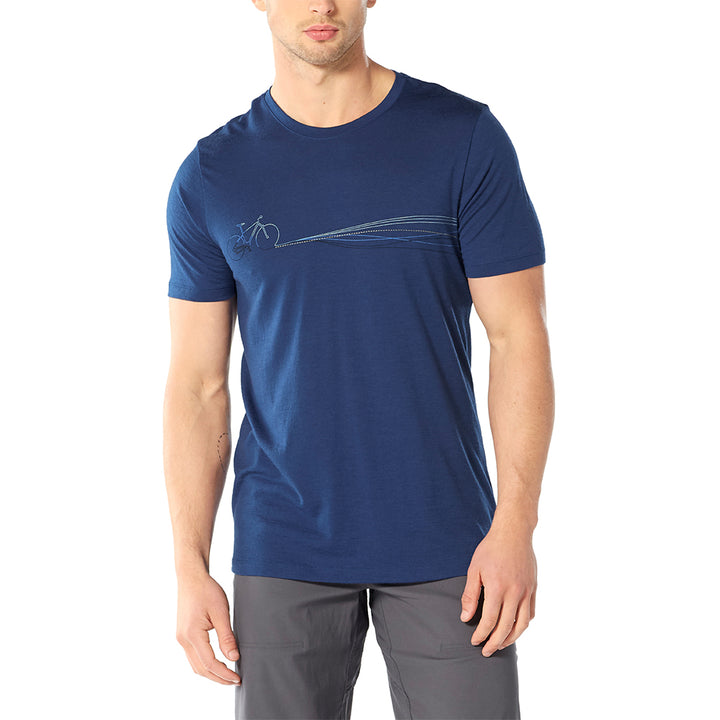 icebreaker Merino Men's 150 Tech Lite Short Sleeve Crewe Cadence Paths T-Shirt - Black XXL