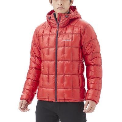 Montbell Down Jacket Men's US Fit Plasma 1000 Alpine Hooded Jacket - Mid Weight Warmth Lightweight Water Resistant Parka