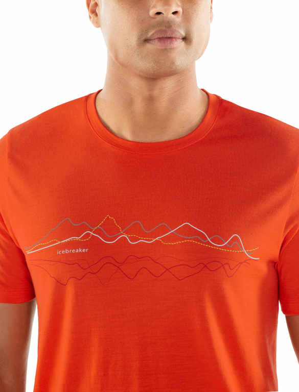 Icebreaker T-Shirt Men Merino Wool 150 Tech Lite - Mountain Line - Outdoor Camping Trekking Hiking Everyday Short Sleeve