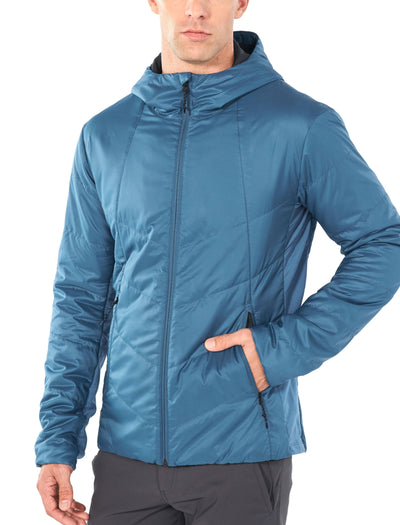 Icebreaker Winter Jacket Men Merino Wool - MerinoLOFT Helix Hood - Insulated Outdoor Water Resistant