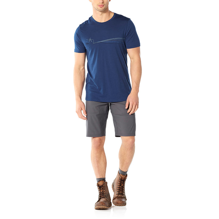 icebreaker Merino Men's 150 Tech Lite Short Sleeve Crewe Cadence Paths T-Shirt - Black XXL