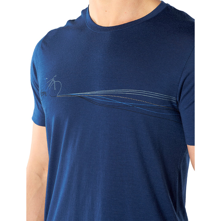 icebreaker Merino Men's 150 Tech Lite Short Sleeve Crewe Cadence Paths T-Shirt - Black XXL