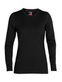 icebreaker Merino Base Layer Women's  260 Tech Top Long Sleeve Crewe - Black Grey Prism
