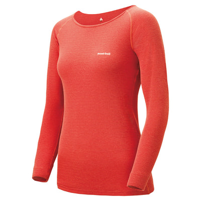 Montbell Base Layer Women's ZEO-LINE Middle Weight Round Neck Long Sleeve Crewe Black Coral Pink 1107283